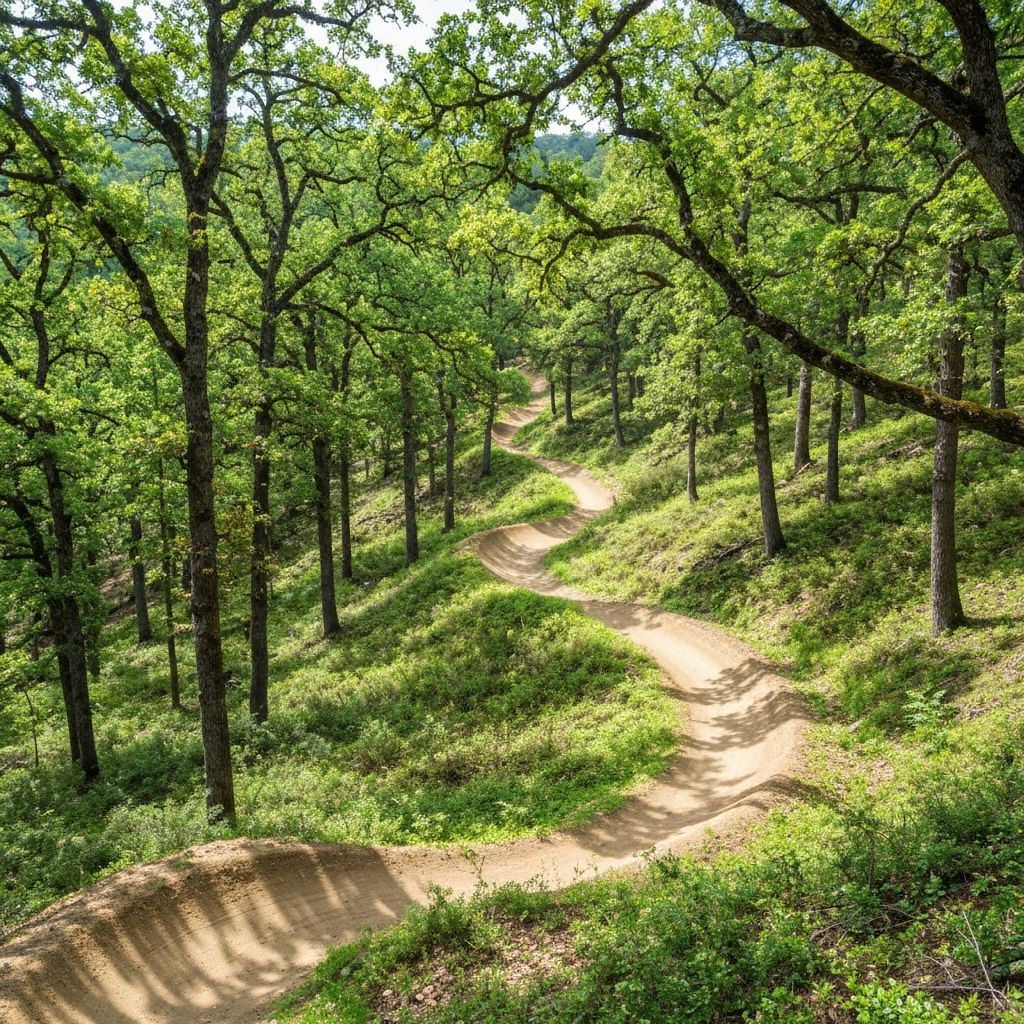 Heights Hike and Bike Trail with oak trees