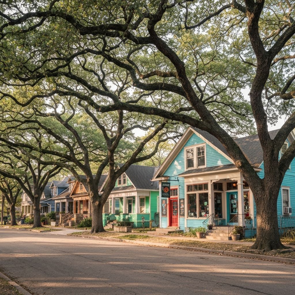 Cherrywood Austin TX craftsman bungalows on tree-lined streets