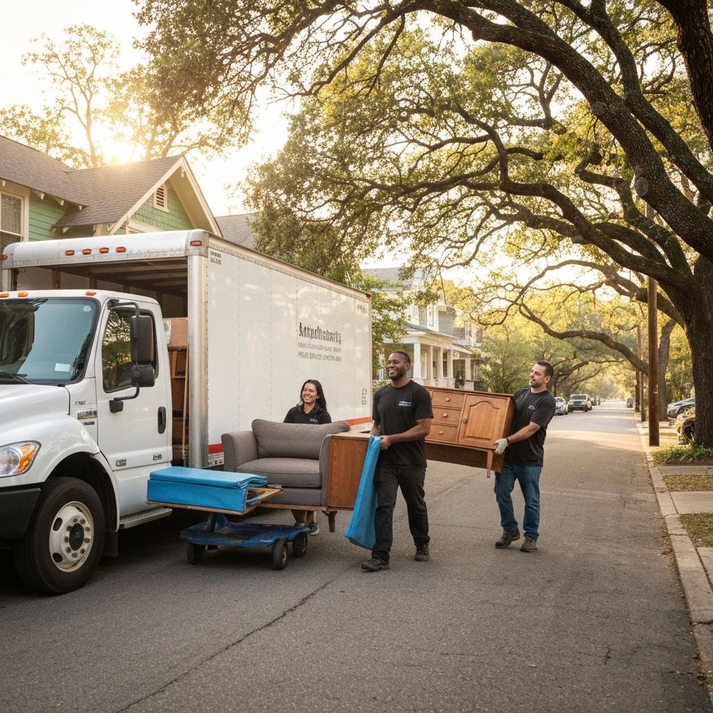 Professional movers at a craftsman bungalow in Cherrywood Austin TX