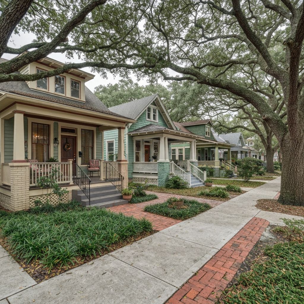 Historic College Park Orlando bungalows on tree-lined street