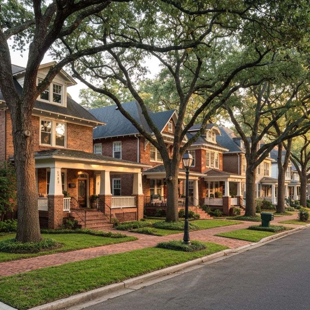 Dilworth Charlotte NC 1920s craftsman bungalow homes on tree-lined street