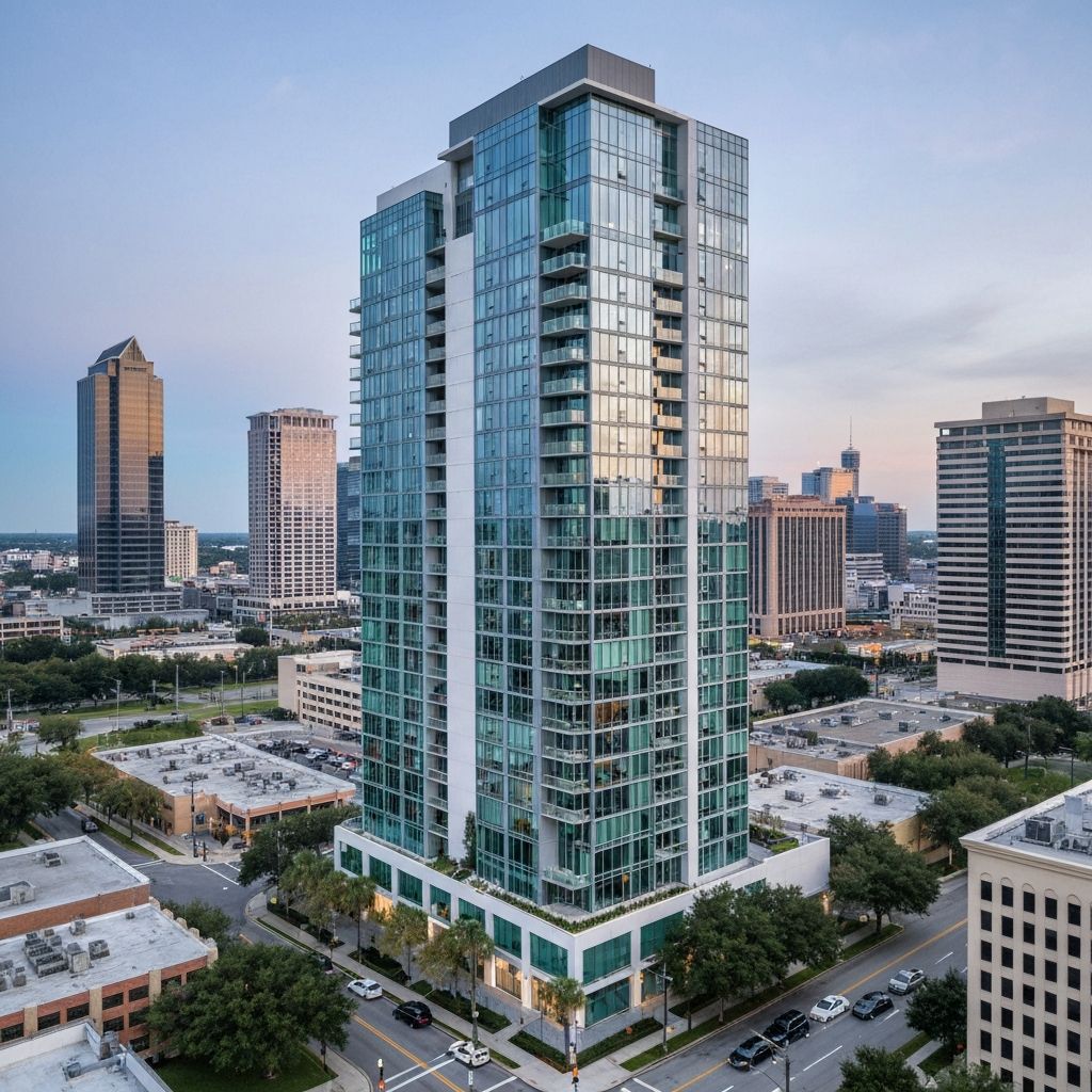 SkyHouse and luxury high-rise buildings downtown Orlando