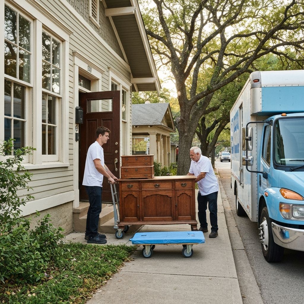 Professional movers at a Hyde Park Austin craftsman bungalow