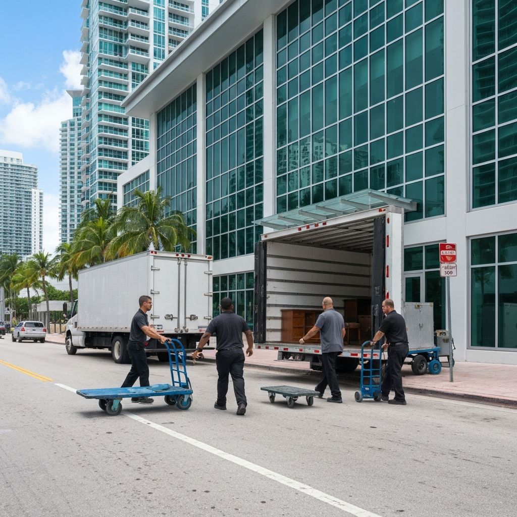 Professional movers at Downtown Miami high-rise