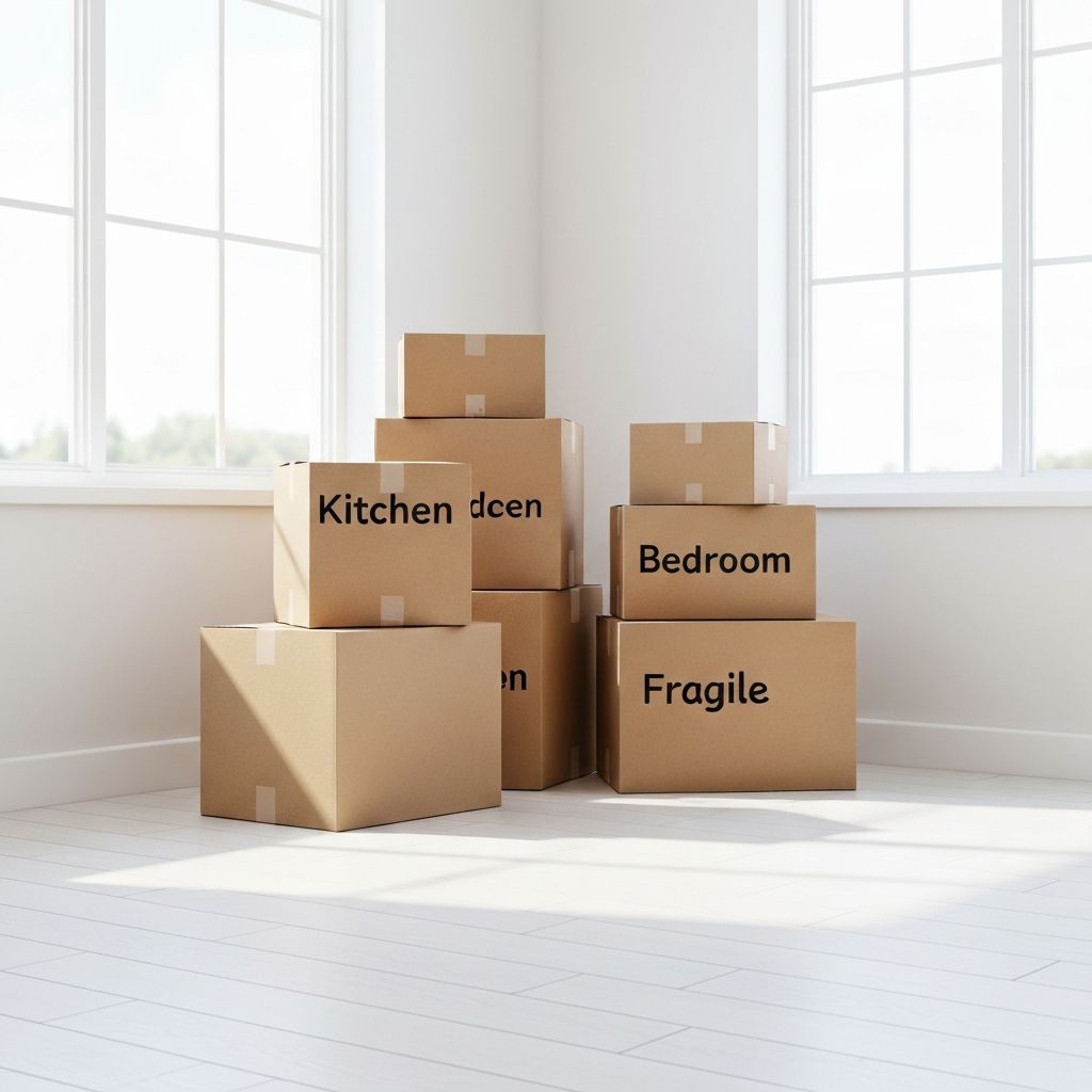 Packed moving boxes ready for Minnetonka move