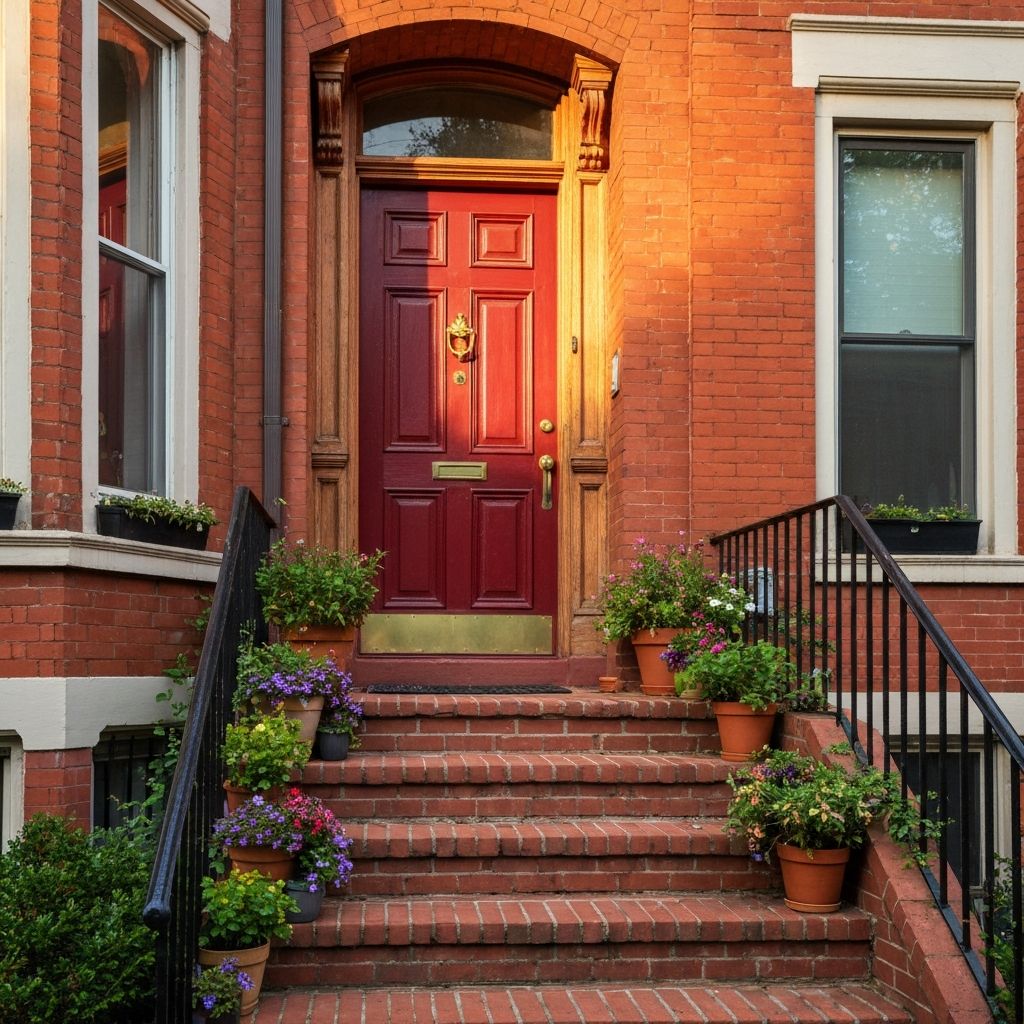 Historic brick home doorway — common in Upper Arlington