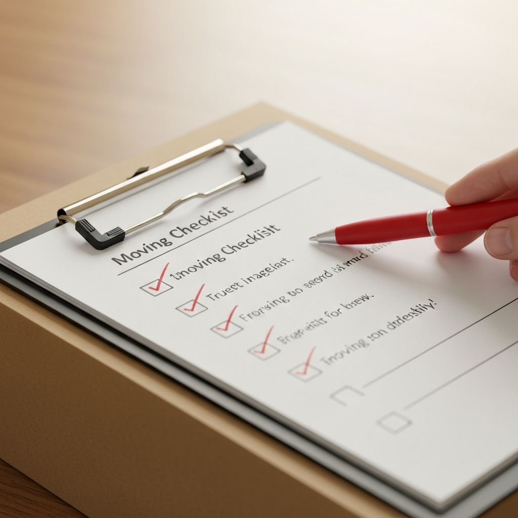 Moving day checklist on a clipboard