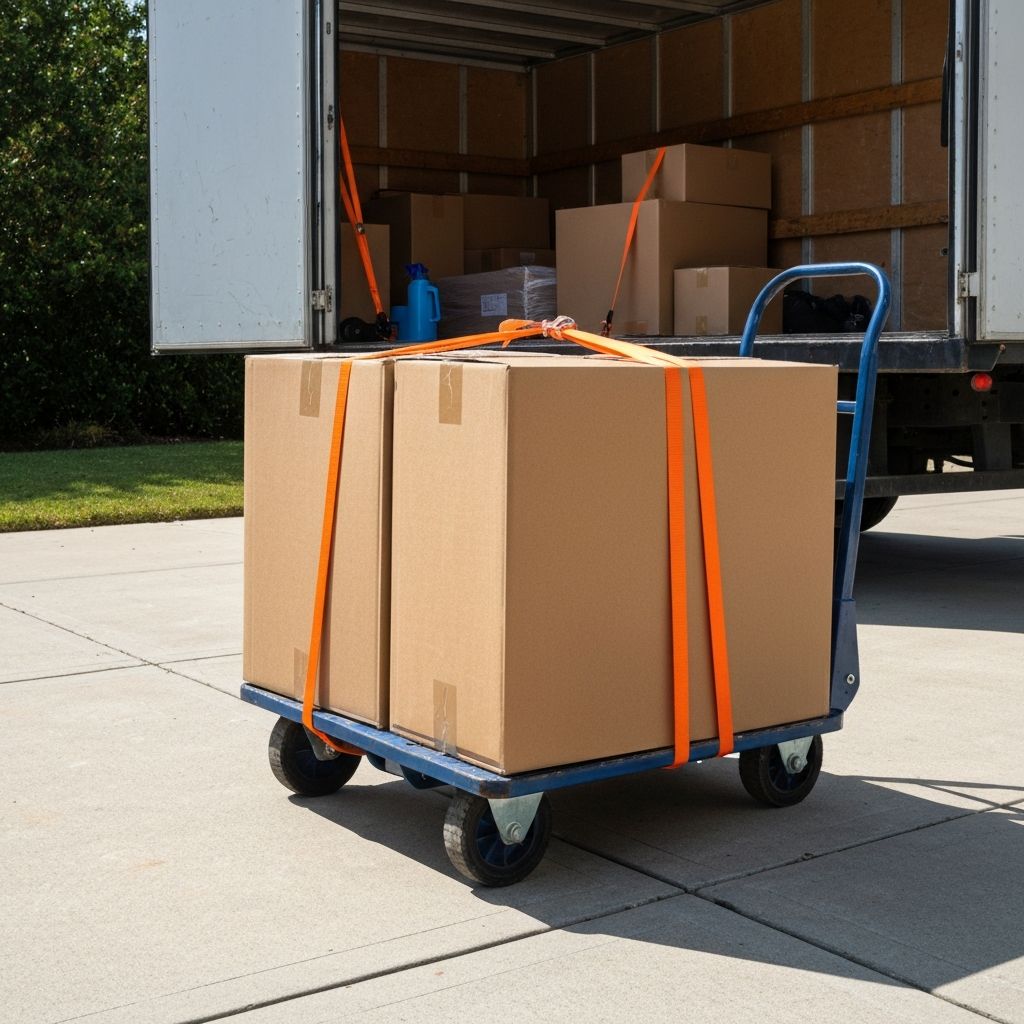 Moving dolly stacked with boxes