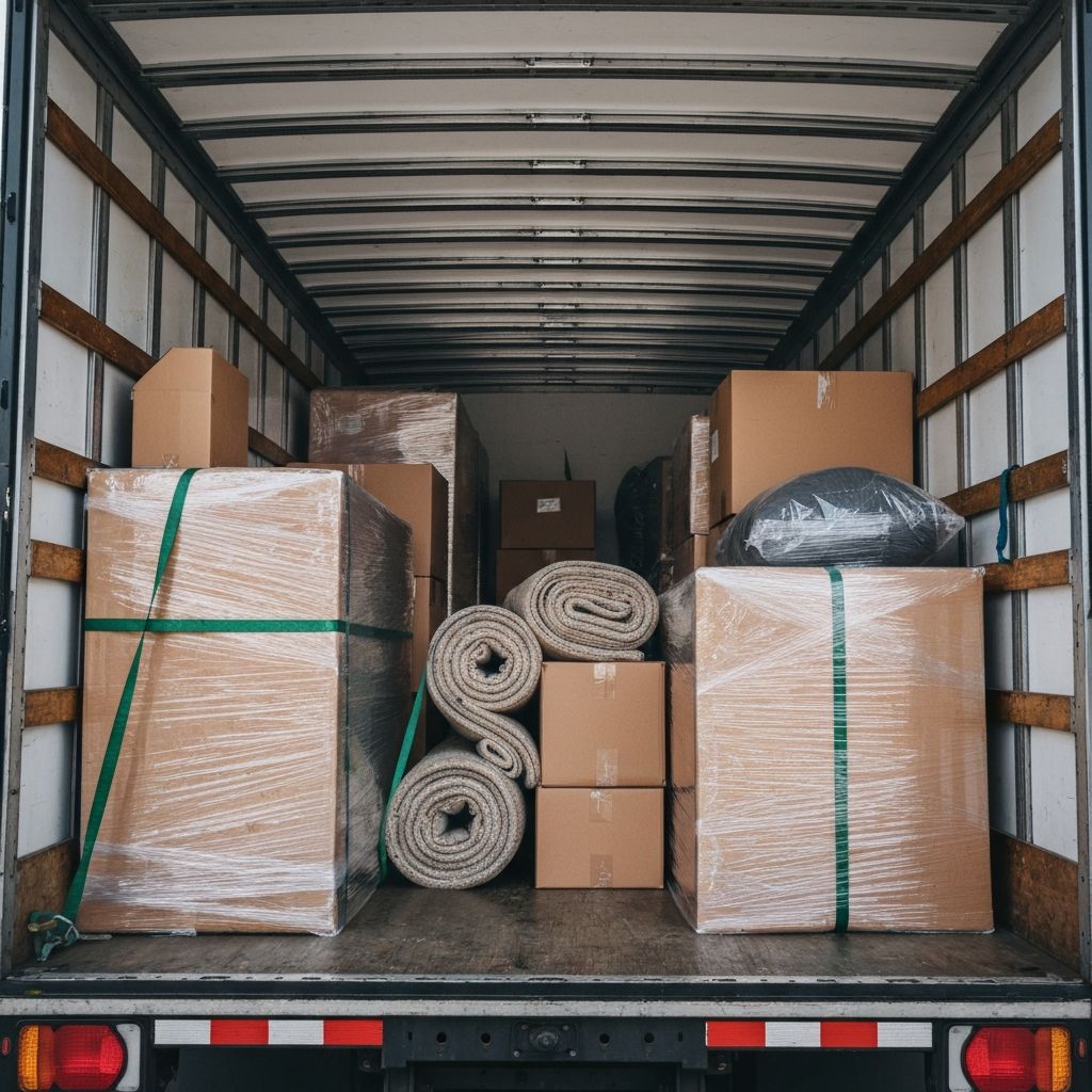 Moving truck fully loaded and ready to go