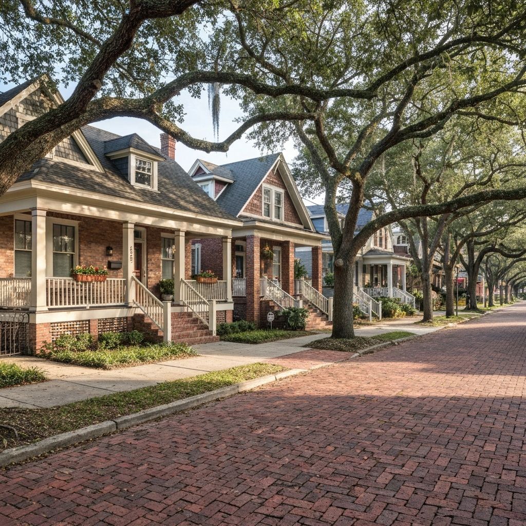 Historic craftsman bungalows on brick streets in Thornton Park Orlando