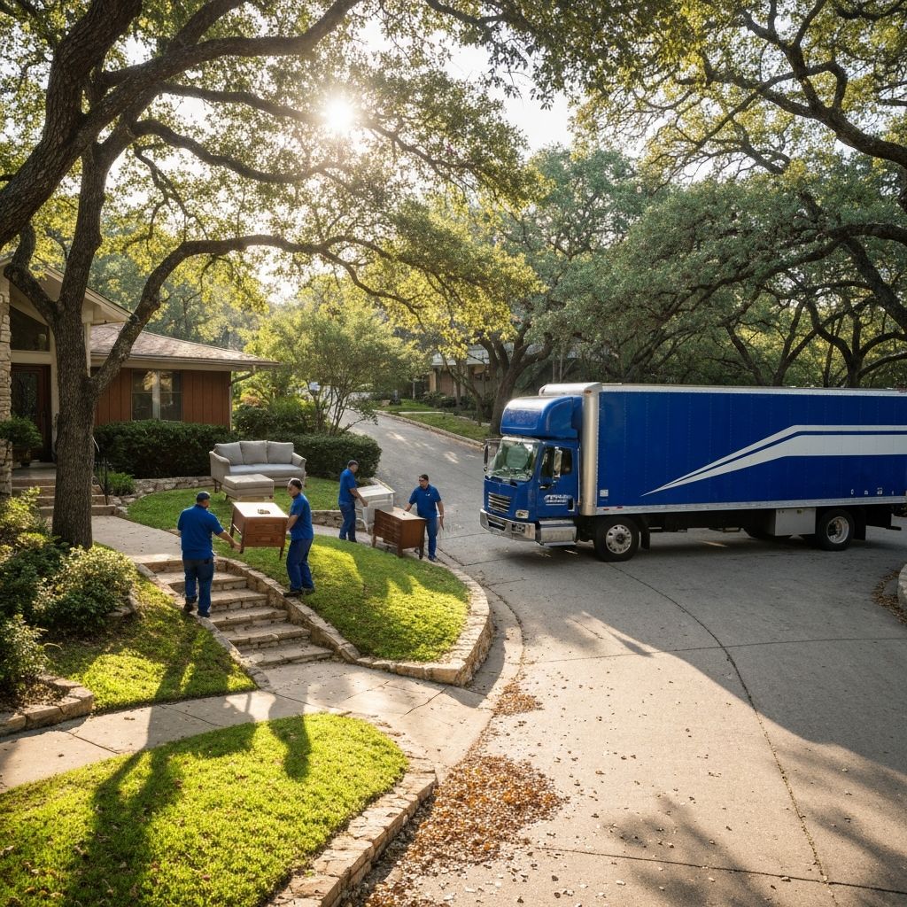 Professional movers on steep Barton Hills Drive Austin TX
