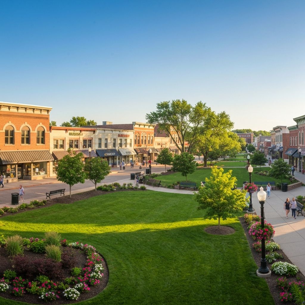 Downtown Sun Prairie Wisconsin with local shops and parks